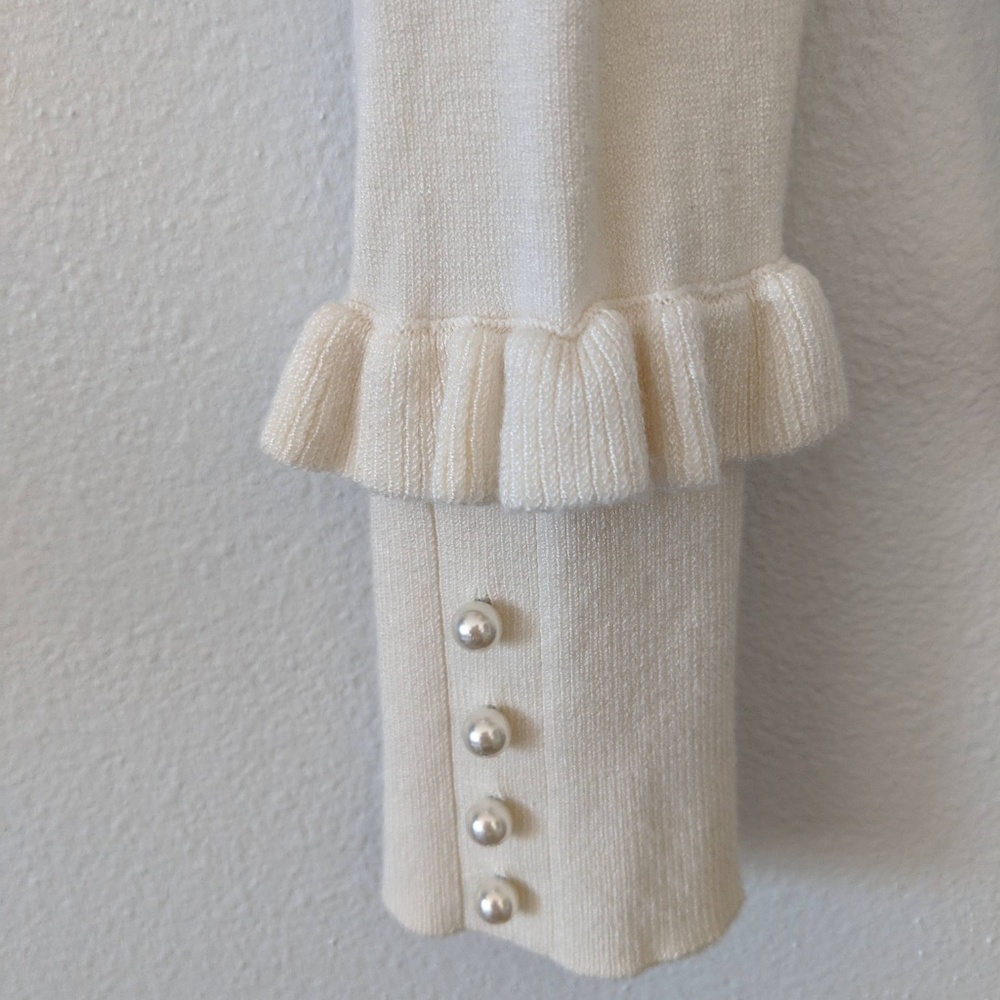 Zara Ruffle Cuff Cream Sweater - Picture 5 of 5